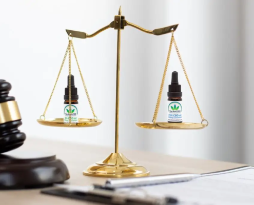 The Real CBD-flasker på afbalanceret vægtskala