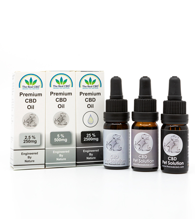 The-Real-CBD-CBD-olie-til-kæledyr-3-styrker-med-æsker-danmark-spanien-tyskland-UK