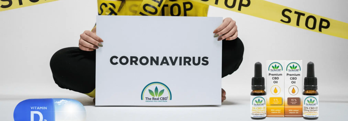 Coronavirus-skilt med STOP-tape omkring