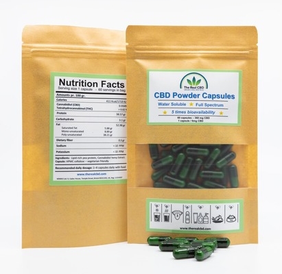 1% CBD-kapselpose foran og bagpå - The Real CBD