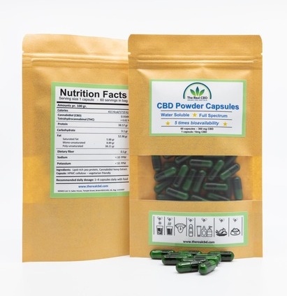 1% CBD-kapselpose foran og bagpå - The Real CBD