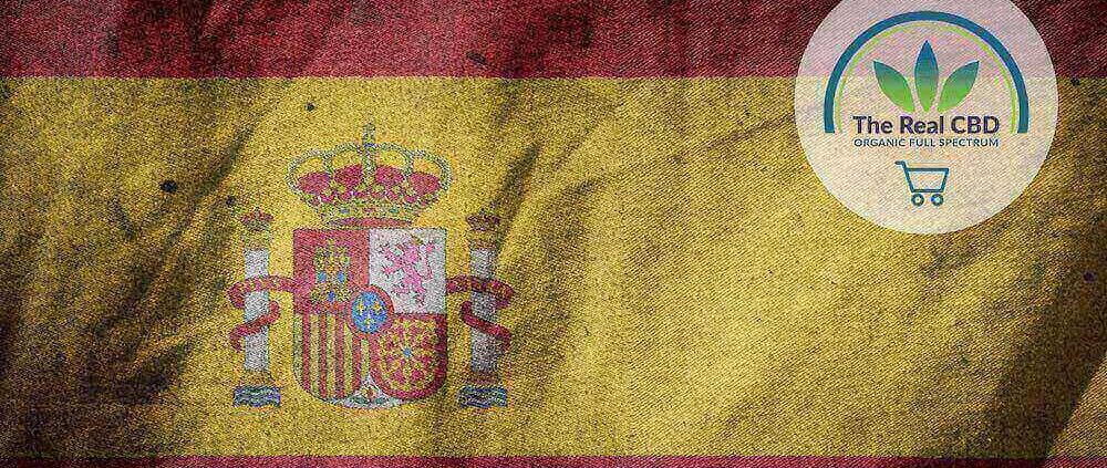 Spansk flag med The Real CBD-logo