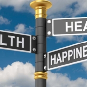 The-Real-CBD-Blog-CBD-til-dit-generelle-helbred Gadeskiltet SUNDHED RIGDOM LYKKE peger i hver sin retning