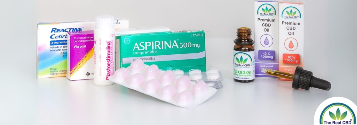 CBD olier sammen med receptpligtig medicin på display