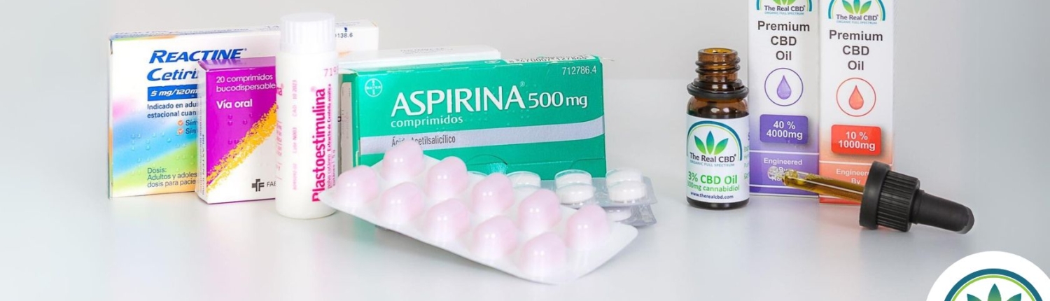 CBD olier sammen med receptpligtig medicin på display