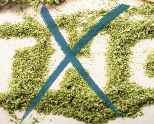 THC skrevet i hampebiomasse med en cross-over