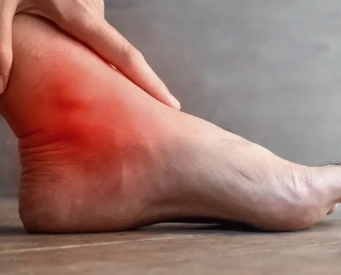 Fod med inflammation og smerte i anklen