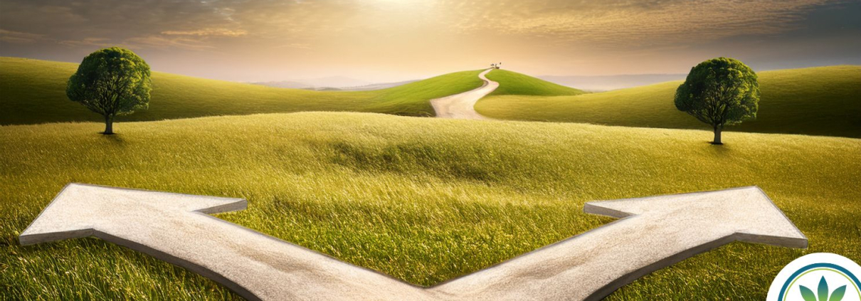 Et vejkryds med retninger til venstre og højre.