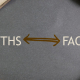 Revet papir viser ordne: MYTHS og FACTS