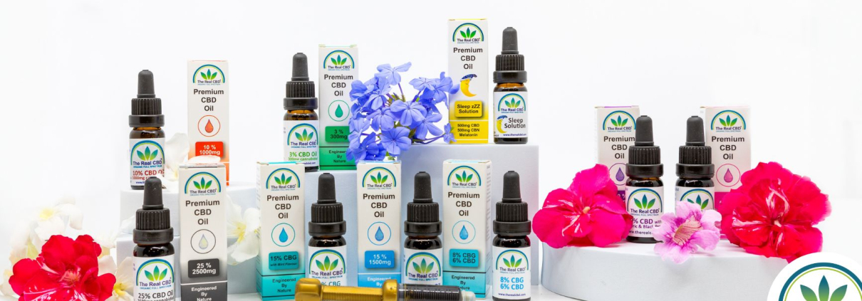 CBD olie flasker i udstilling