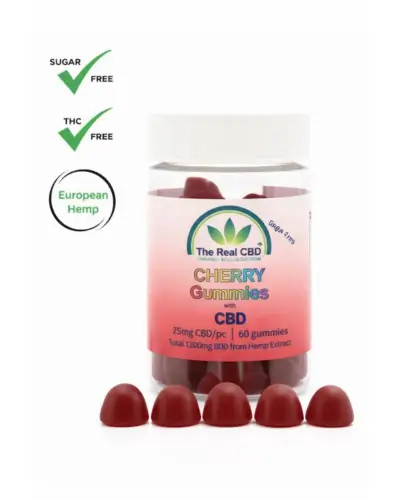 Sukkerfri 25mg CBD-vingummier med kirsebær smag