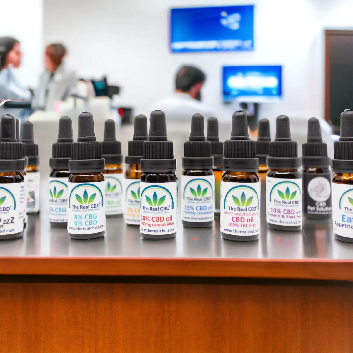 The Real CBD Various oils in a doctors office