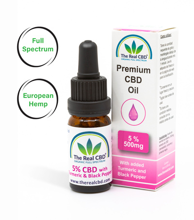 Aceite de CBD 5% con cúrcuma y pimienta negra