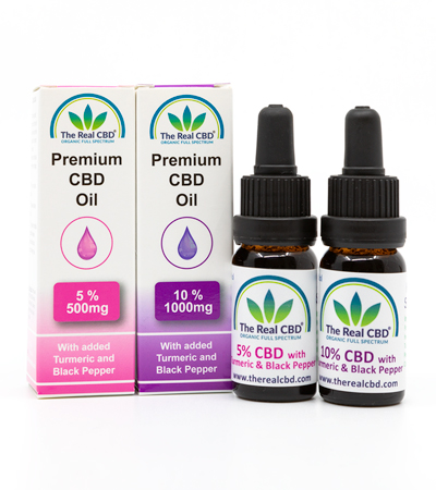 2 botellas de CBD con curcumina pimentá negra - The Real CBD marca