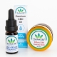 Un frasco de tintura de aceite de CBD al 15% y un bote de bálsamo de CBD de 3000 mg - The Real CBD marca
