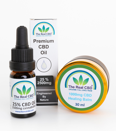 25% de aceite de CBD - 1000 mg de bálsamo de CBD - The Real CBD marca