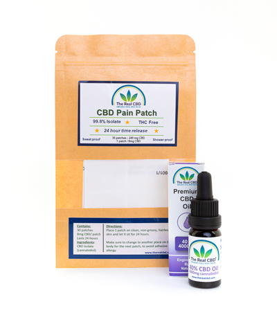 Aceite de CBD al 40% y parche contra el dolor - The Real CBD marca