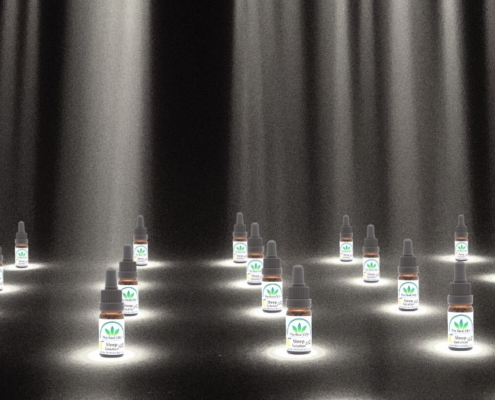 Las botellas de CBD Real en el candelero del escenario