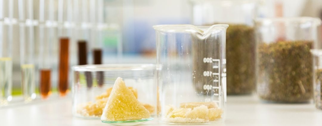 Destilado y resina de CBD en laboratorio