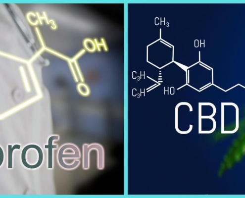 Fórmula química del CBD y el ibuprofeno