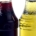Líquido coloreado en botellas