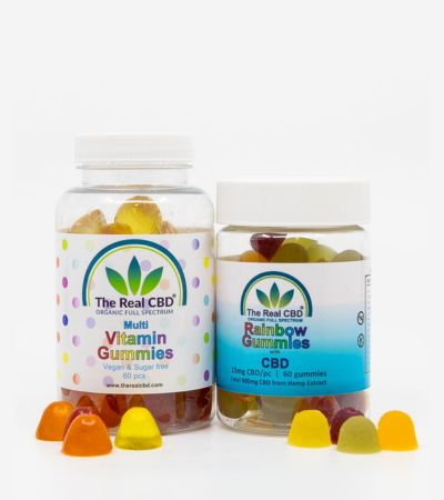 Gominolas de 15 mg y gominolas multivitaminas - the real CBD marca