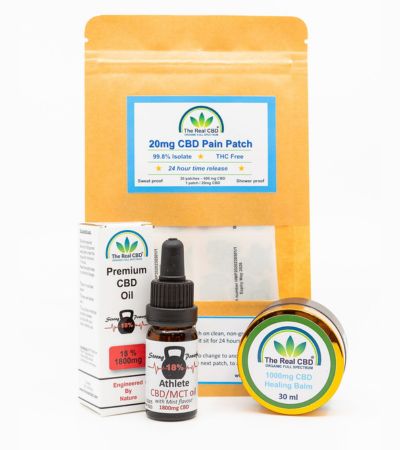 Parches analgésicos de CBD, aceite para deportistas y bálsamo de CBD - The Real CBD marca