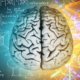 Mitades del cerebro con álgebra y corriente eléctrica