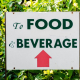 Cartel de alimentos y bebidas en el bosque