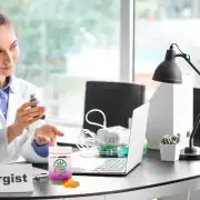 the-real-cbd-blog-CBD-y-antihistaminicos Hombre alérgico sentado en la consulta del médico y al que le entregan una receta médica.