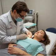the-real-cbd-blog-CBD til lindring af ubehag efter mindre indgreb Médico realizando una pequeña intervención a una mujer en su consulta.
