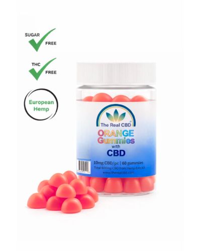 Gominolas de 10mg CBD sin azúcar con sabor a naranja