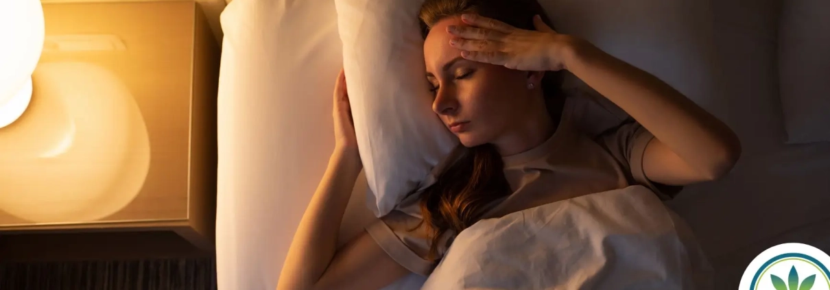 Una mujer tumbada en la cama intentando dormir