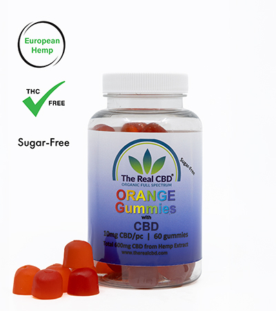 Gominolas de 10mg CBD sin azúcar con sabor a naranja