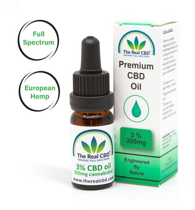 3% CBD Oil-The Real CBD-UK-Denmark-Spain-Germany 3% CBD oil bottle - The Real CBD Brand