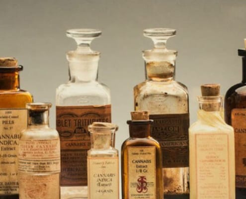 Antieke cannabis medicinale flessen