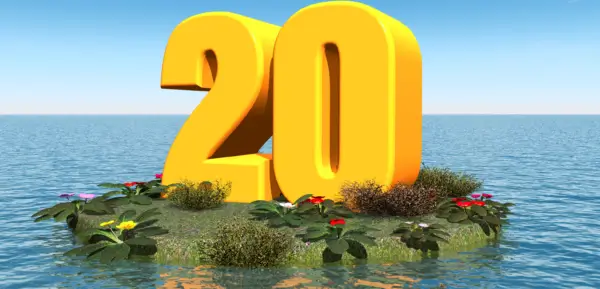 Groot 20 op een eiland in zee