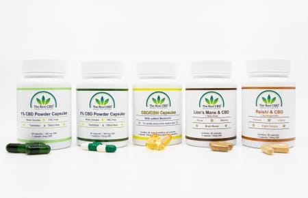 Les vraies capsules de CDB Une rangée de différentes capsules de CBD - The Real CBD Brand