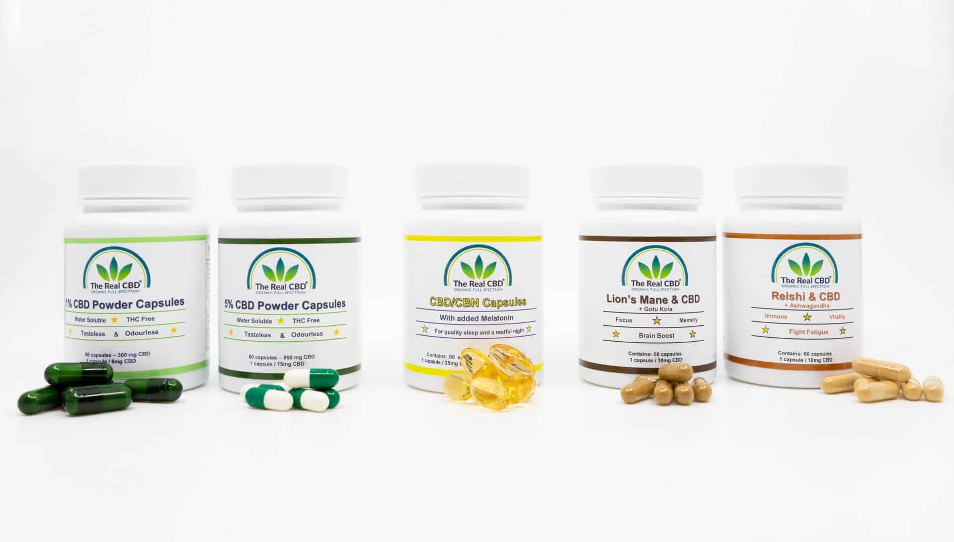 Eine Reihe von verschiedenen CBD-Kapseln - The Real CBD Brand