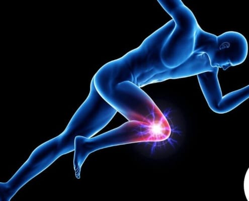 Blue outline of a runner on a background