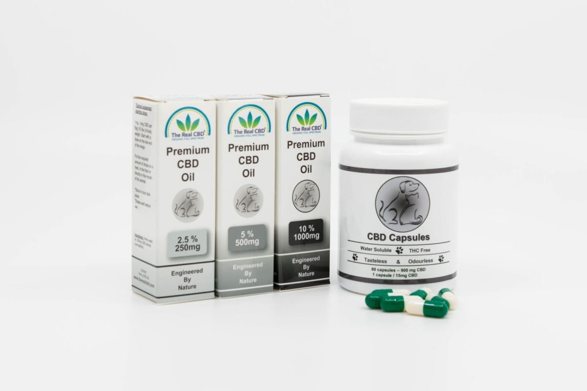 CBD pet oils and capsules line-up - The Real CBD Brand