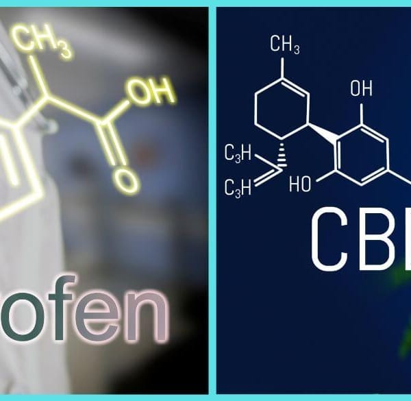 Chemische formule van CBD en Ibuprofen