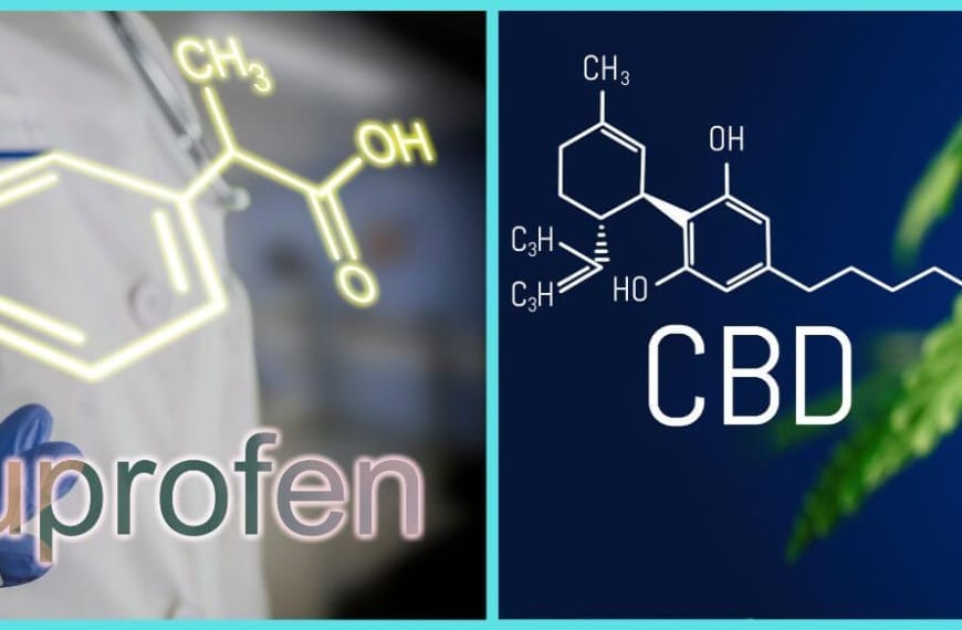 Chemistry formula of CBD and Ibuprofen