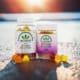 2 CBD-Gummidosen auf Zementoberfläche - The Real CBD Brand