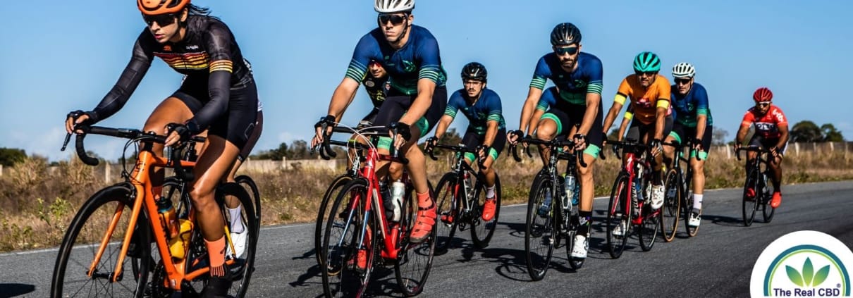 Cyclists in competition on open road