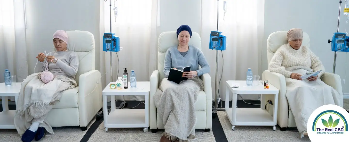 3 women receiving chemotherapy in a hospital