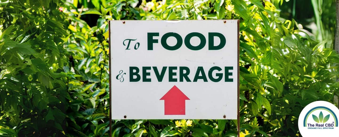 Food and Beverage sign in the woods
