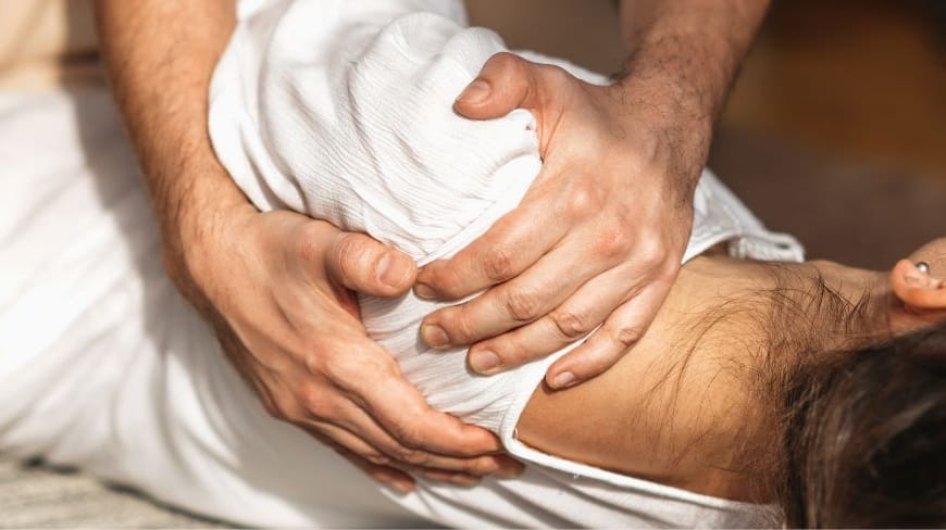 Patient being treated for frozen shoulder