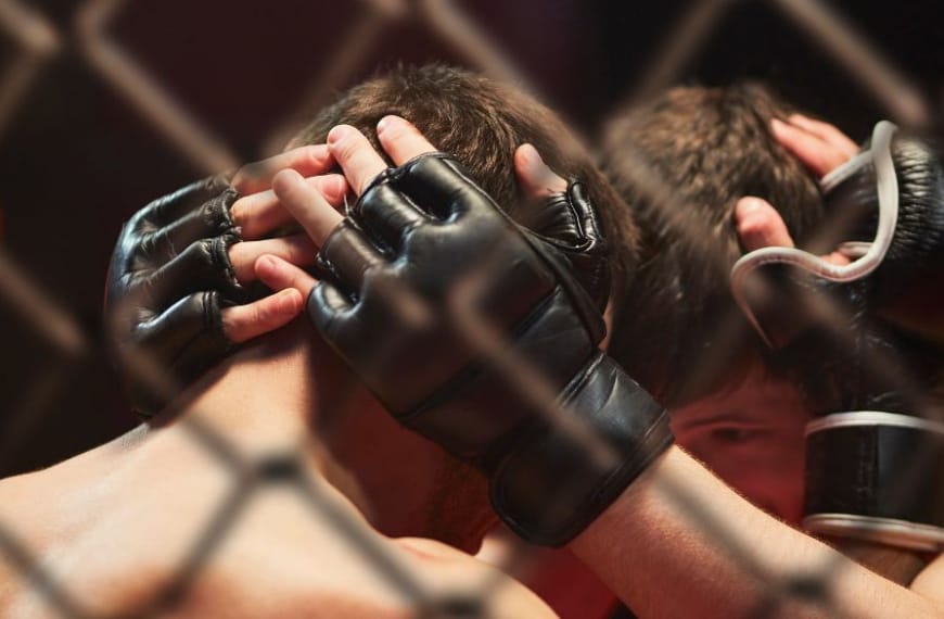 MMA fighters in combat