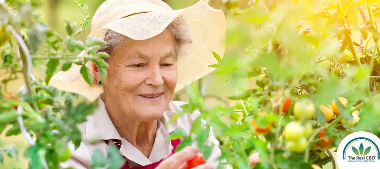 Elderly woman being ouside enjoying life in the sun